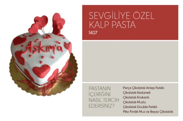 1407 Sevgiliye Özel Kalp Pasta